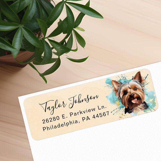 Étiquette d'adresse de retour Yorkshire Terrier (Créateur téléchargé)