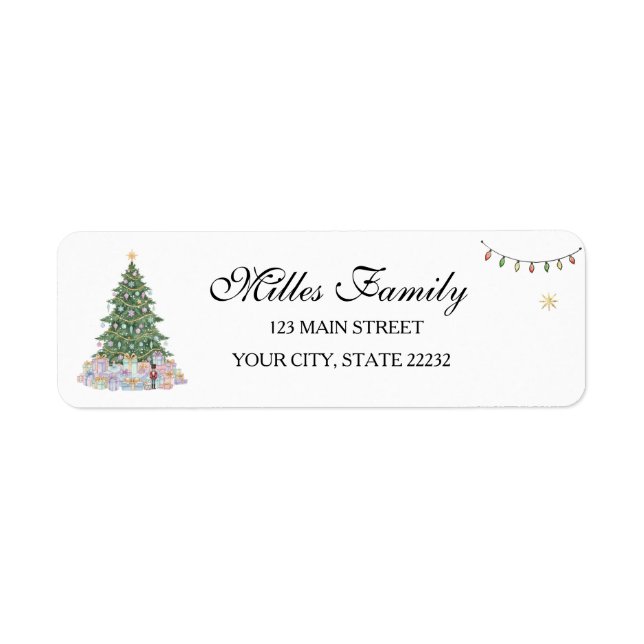 Étiquette d'adresse de vacances d'arbre de Noël (Devant)