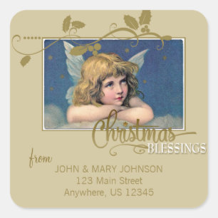 Étiquette d'adresse de voeux d'ange de Noël