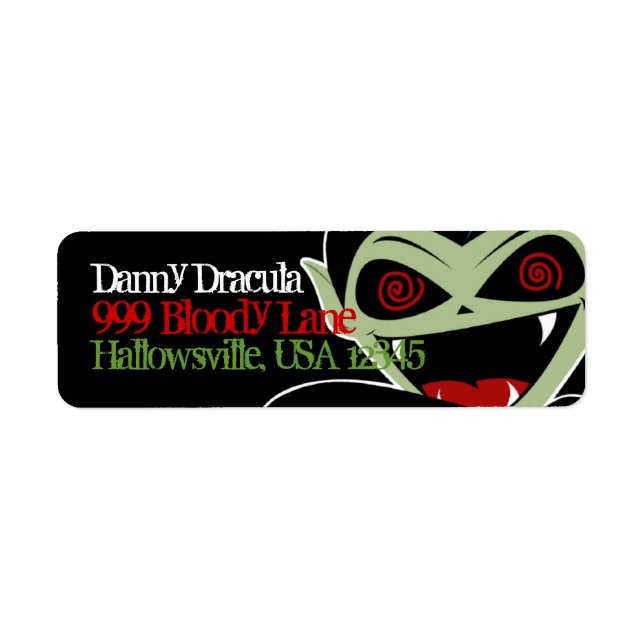 Étiquette d'adresse Dracula Vampire Noir Halloween (Devant)