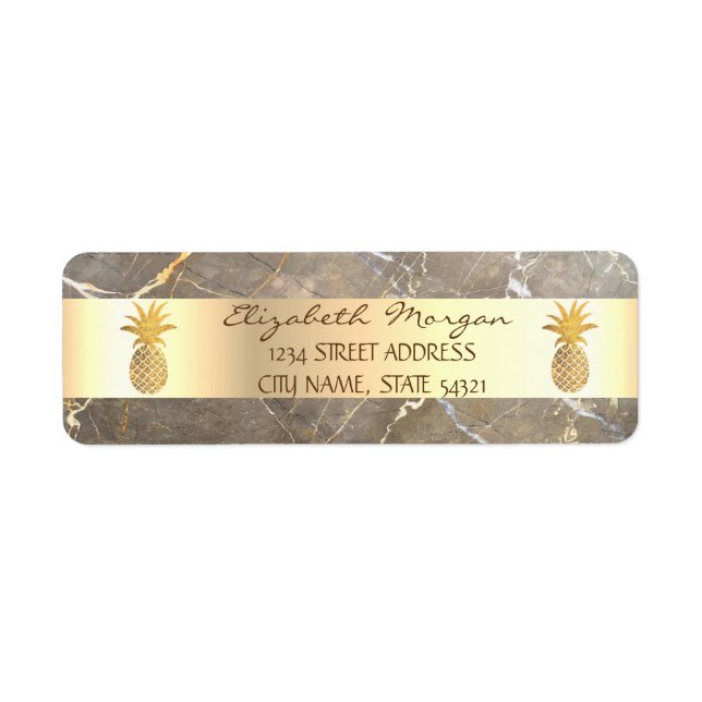 Étiquette d'adresse en pierre de marbre marron et  (Devant)