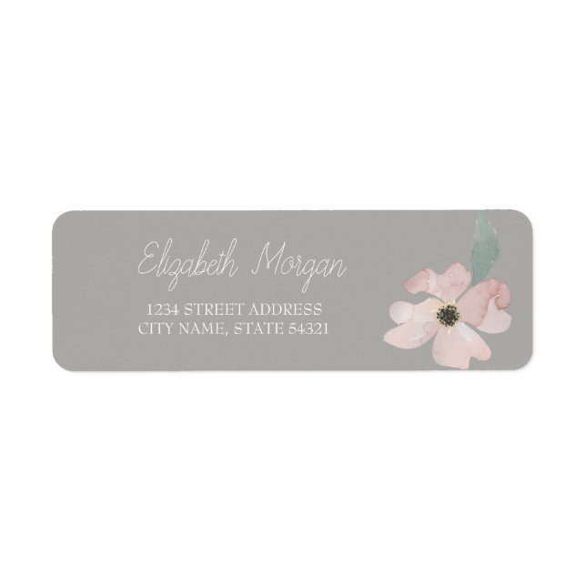 Étiquette d'adresse Fleur aquarelle romantique chi (Devant)