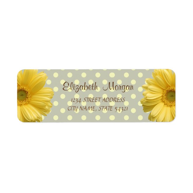 Étiquette d'adresse Fleur de marguerite jaune mode (Devant)