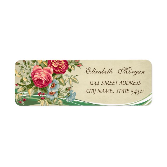 Étiquette d'adresse Fleurs Élégant Tendance Romant (Devant)