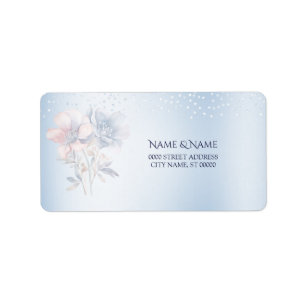 Étiquette d'adresse Fleurs Rose Bleu