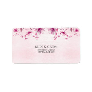 Étiquette d'adresse Fleurs Roses Aquarelle