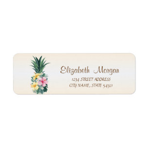 Étiquette d'adresse Fleurs Tropicales Ananas Migno