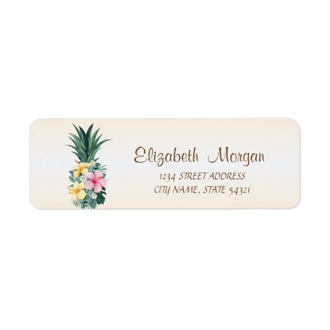 Étiquette d'adresse Fleurs Tropicales Ananas Migno (Devant)