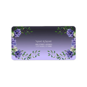 Étiquette d'adresse Fleurs Violettes Aquarelle