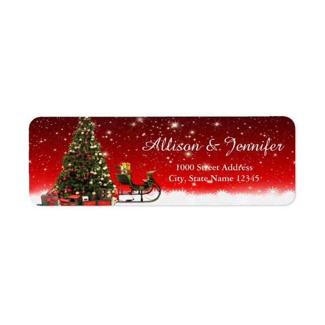 Étiquette d'adresse flocon de neige vintage pour l (Devant)