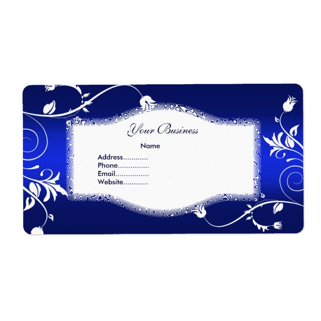 Étiquette d'adresse Floral Bleu Blanc (Devant)