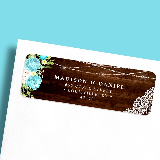 Étiquette d'adresse florale de guirlandes en bois  (Créateur téléchargé)