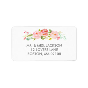 Étiquette d'adresse florale de jardin de roses bla