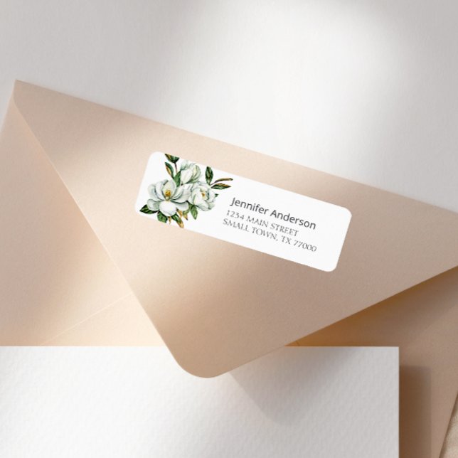 Étiquette d'adresse florale Magnolia blanche (Créateur téléchargé)