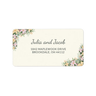 Étiquette d'adresse florale romantique