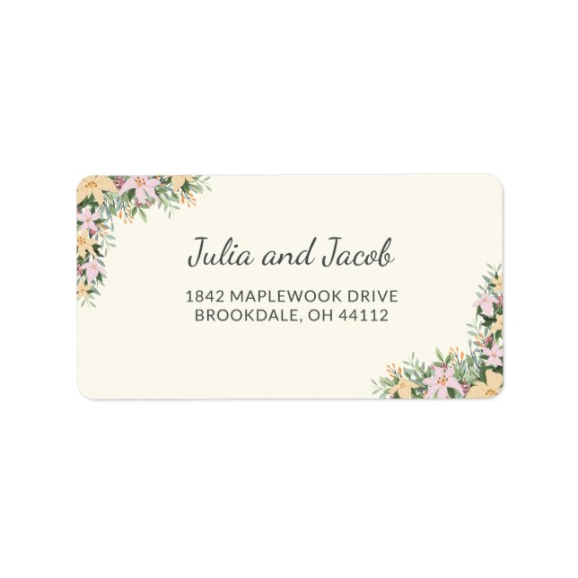 Étiquette d'adresse florale romantique (Devant)