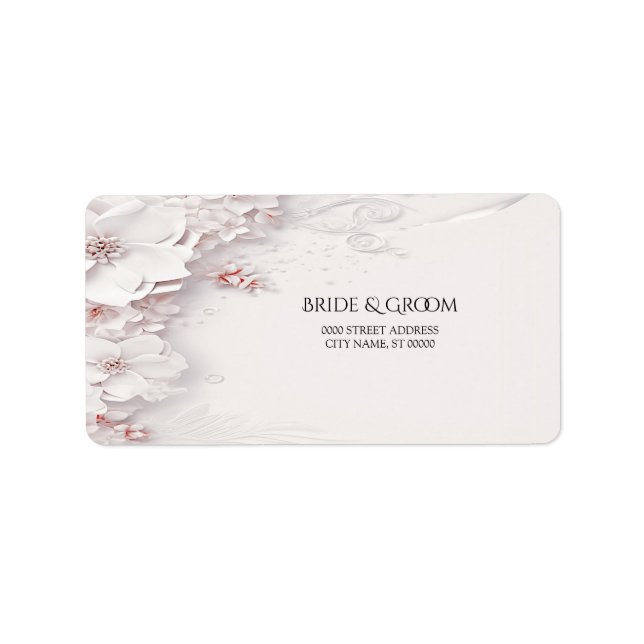 Étiquette d'adresse florale rose blush ivoire (Devant)