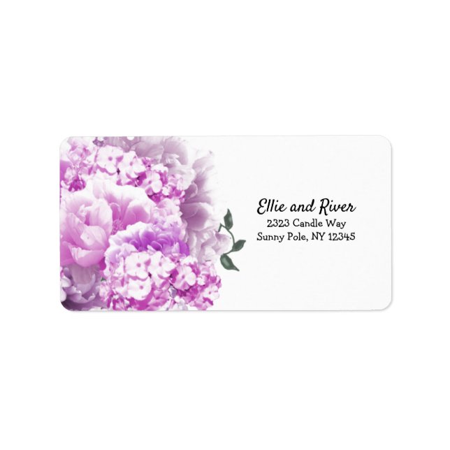 Étiquette d'adresse florale rose monochrome (Devant)