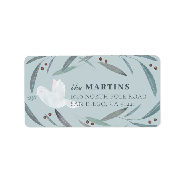 Étiquette d'adresse Foliage Light Blue White Dove (Devant)