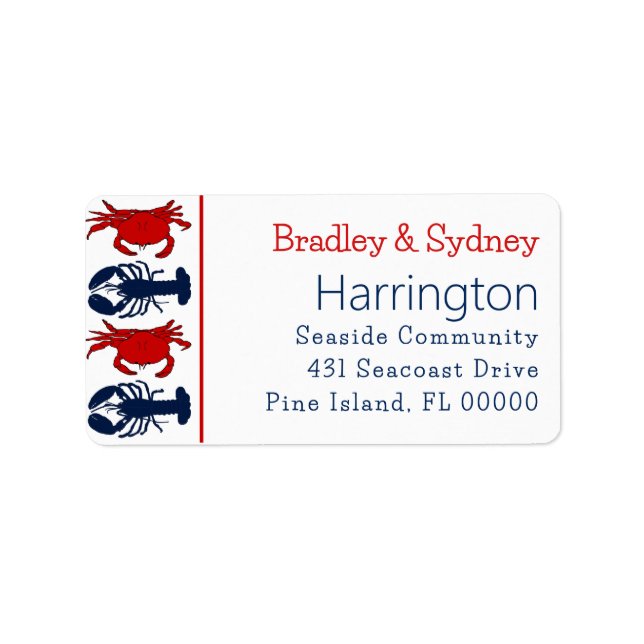 Étiquette d'adresse grand format aux homards et cr (Devant)