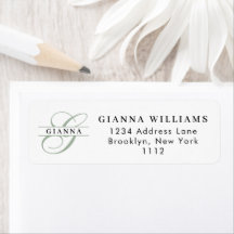Étiquette d'adresse monogramme partagé en calligra