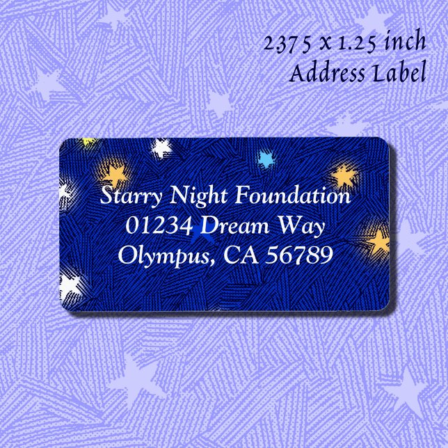 Étiquette d'adresse personnalisée avec gravure d'é (Colored Stars Etching Custom Large Address Label)