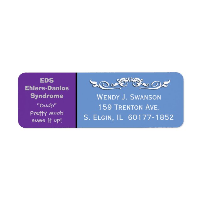 Étiquette d'adresse postale Syndrome d'Ehlers-Danl (Devant)