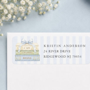 Étiquette d'adresse pour Baby Shower à rayure bleu