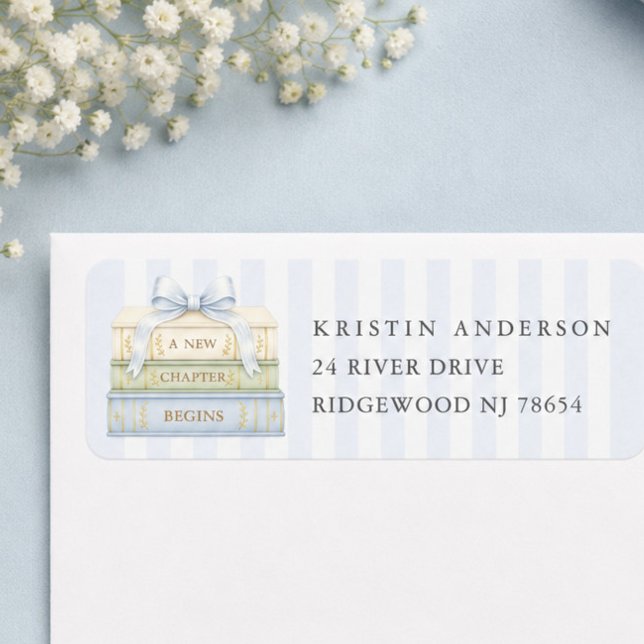 Étiquette d'adresse pour Baby Shower à rayure bleu (Créateur téléchargé)