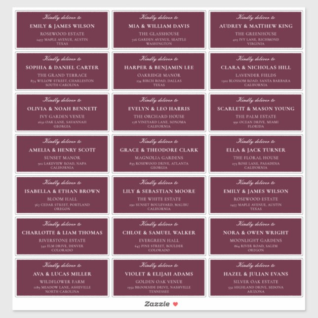 Étiquette d'adresse pour invité de mariage en ivoi (Feuille)