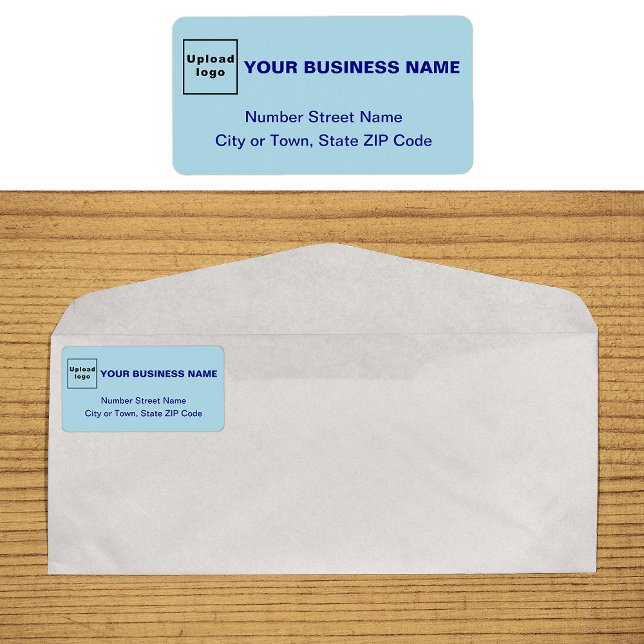 Étiquette d'adresse professionnelle bleu monochrom (Monochrome blue business address label on envelope)