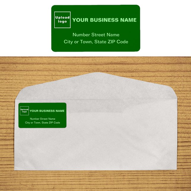 Étiquette d'adresse professionnelle verte monochro (Monochrome green business address label on envelope)