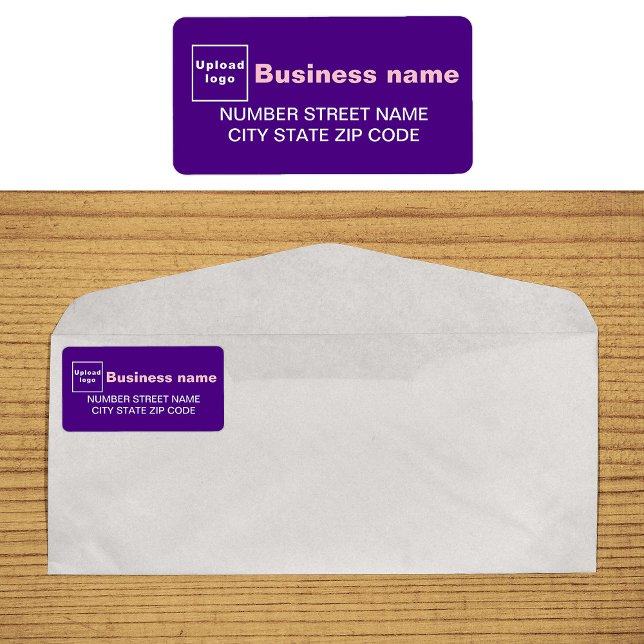 Étiquette d'adresse professionnelle violette (Purple address label on envelope)