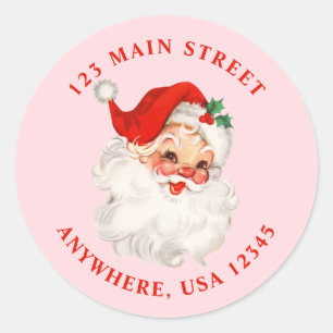 Étiquette d'adresse rétro santa rose