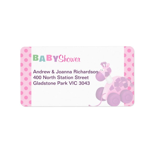 Étiquette d'adresse Rose à pois & Jouet (Devant)