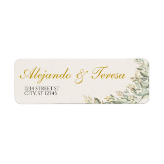 Étiquette d'adresse verte avec doré