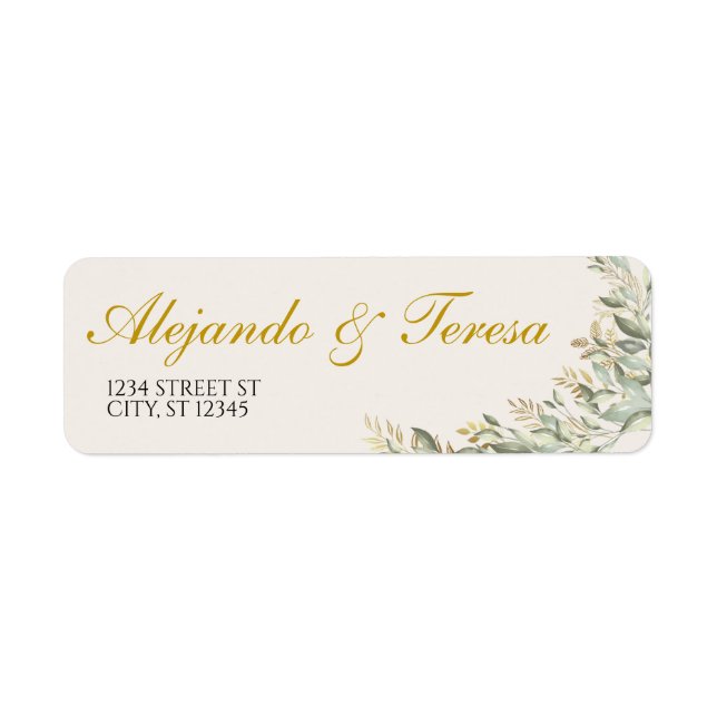 Étiquette d'adresse verte avec doré (Devant)