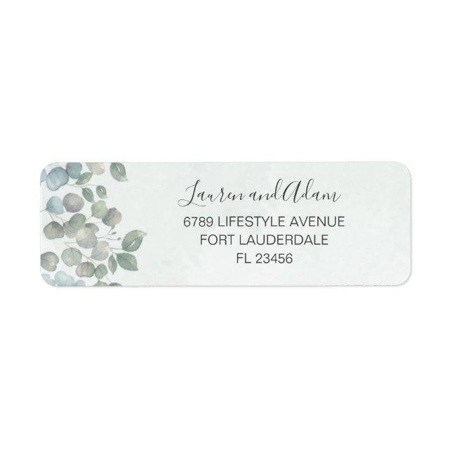 Étiquette d'adresse Verte Sauge Eucalyptus Rustiqu (Devant)