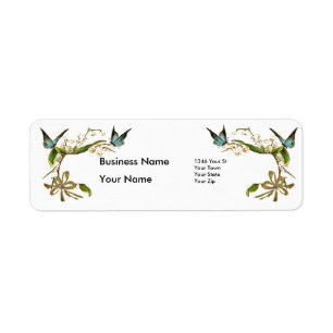 Étiquette d'adresse vintage rétro papillon floral