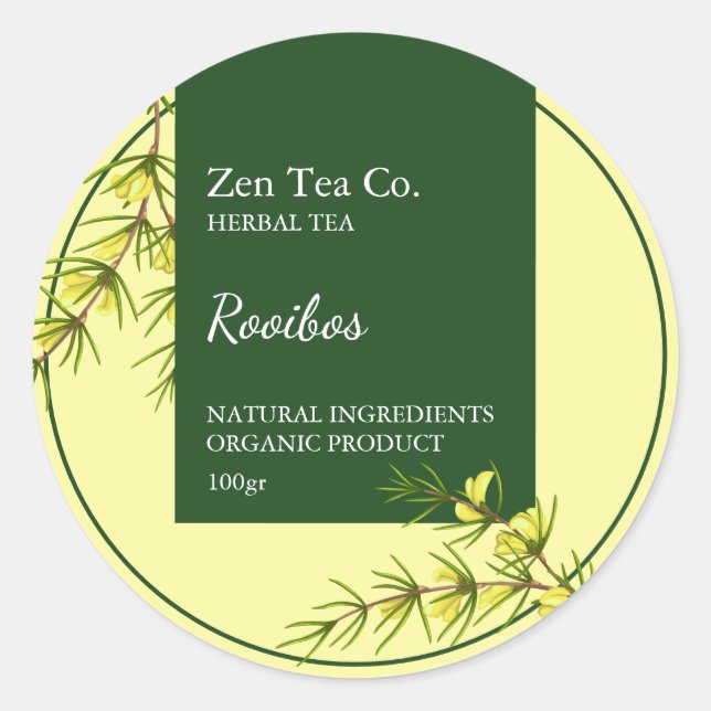 Étiquette d'affaires de thé aux herbes de Rooibos (Devant)