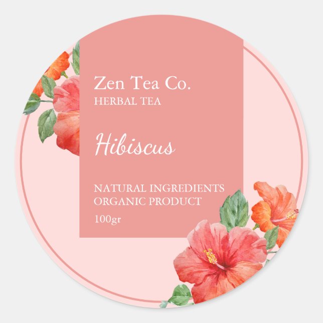 Étiquette d'affaires de thé aux herbes d'hibiscus (Devant)