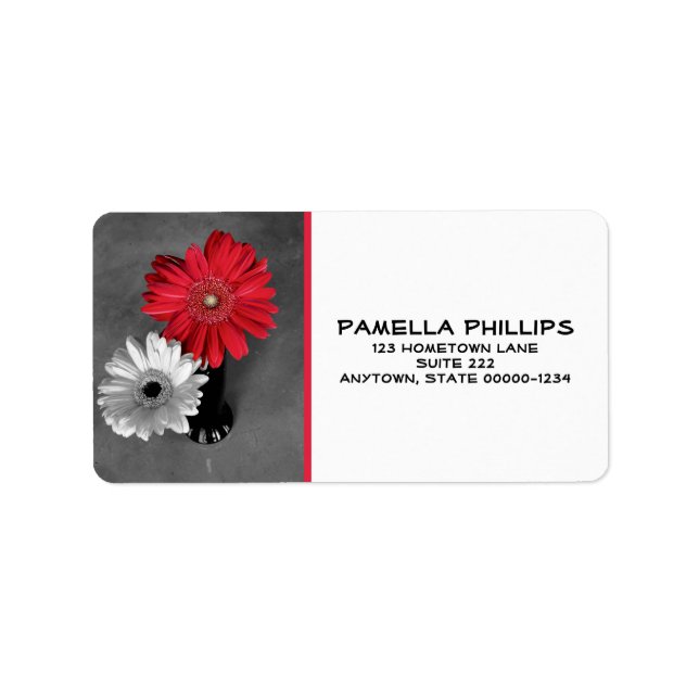 Étiquette Dahlia Fleurs Encore Vie Rouge Splashed Monochrome (Devant)
