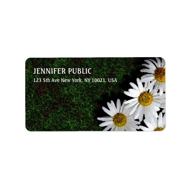 Étiquette Daisies Fleurs modernes Élégant Adresse Plate (Devant)