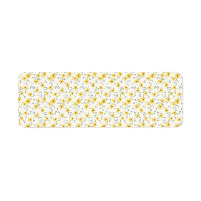 Étiquette Daisy Matinal Ensoleillé Floral Aquarelle (Devant)