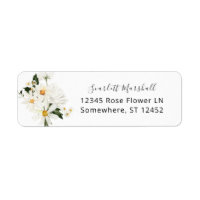 Daisy White Floral Adresse de retour Label 1