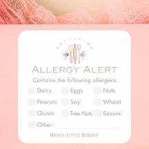 Étiquette d'alerte d'allergie alimentaire en usten