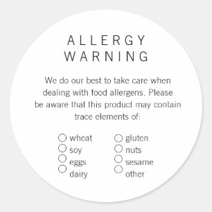 Étiquette d'allergène de boulangerie simple et prê