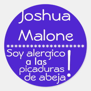 Étiquette d'allergie à la piqûre d'abeille