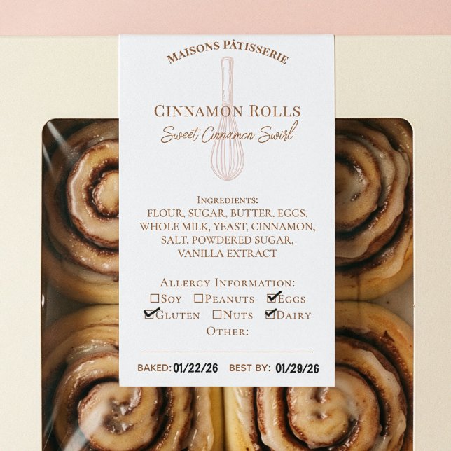 Étiquette d'allergie aux ingrédients de boulangeri (Baking Whisk Bakery Ingredients Allergy Food Label)