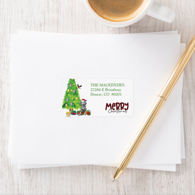 Étiquette Dalmatie enveloppée dans les lumières de Noël Reto (En situation)